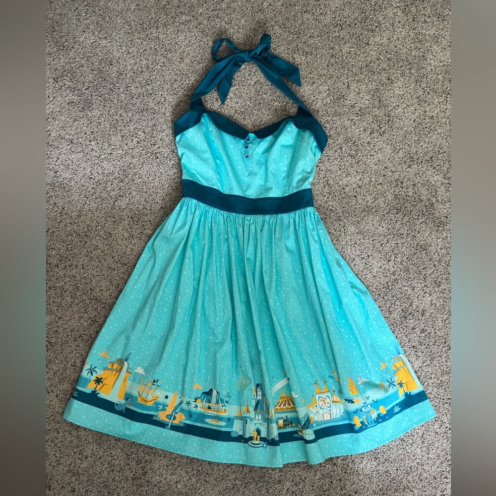 NEW Disney Parks Dress Shop Aqua Blue Magic Kingdom Attractions Women's Dress